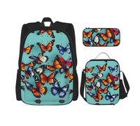LLOTPQ Piume disegnate a mano variopinte sulla borsa di scuola bianca della stampa, zaino a 15 pollici del computer, Farfalla e violoncello2, One Size, Casual