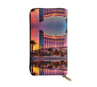 LLOTPQ Portafogli in pelle con stampa floreale retrò con girasoli primaverili - Pochette elegante e sottile, design leggero - Portafoglio lungo bifold con tasca portamonete, Tramonto di Las Vegas 1
