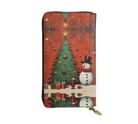 LLOTPQ Portafogli in pelle con stampa floreale retrò con girasoli primaverili - Pochette elegante e sottile, design leggero - Portafoglio lungo bifold con tasca portamonete, Albero di Natale Pupazzo