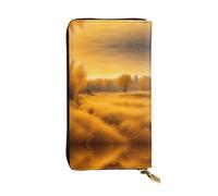 LLOTPQ Portafoglio Chicago in pelle con stampa - Elegante pochette sottile, design leggero - Portafoglio lungo bifold con tasca portamonete, Paesaggi Autunno Erba Dorata, Taglia unica