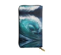 LLOTPQ Portafoglio in pelle con stampa arcobaleno frutta - Pochette elegante e sottile, design leggero - Portafoglio lungo bifold con tasca portamonete, Bellissime onde dell'oceano., Taglia unica