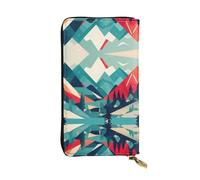 LLOTPQ Portafoglio in pelle con stampa cervello intelligenza artificiale - Pochette sottile elegante, design leggero - Portafoglio lungo bifold con tasca portamonete, Paesaggio di montagna di viaggio