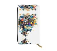 LLOTPQ Portafoglio in pelle con stampa cervello intelligenza artificiale - Pochette sottile elegante, design leggero - Portafoglio lungo bifold con tasca portamonete, Intelligenza Artificiale Cervello