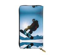 LLOTPQ Portafoglio in pelle con stampa cervello intelligenza artificiale - Pochette sottile elegante, design leggero - Portafoglio lungo bifold con tasca portamonete, Foto Snowboard, Taglia unica