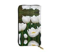 LLOTPQ Portafoglio in pelle con stampa cervello intelligenza artificiale - Pochette sottile elegante, design leggero - Portafoglio lungo bifold con tasca portamonete, Fiori Tulipani Bianchi, Taglia