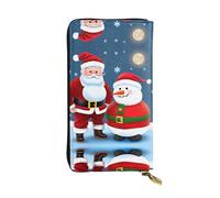 LLOTPQ Portafoglio in pelle con stampa cervello intelligenza artificiale - Pochette sottile elegante, design leggero - Portafoglio lungo bifold con tasca portamonete, Babbo Natale e pupazzo di neve