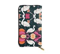 LLOTPQ Portafoglio in pelle con stampa cervello intelligenza artificiale - Pochette sottile elegante, design leggero - Portafoglio lungo bifold con tasca portamonete, Crisantemo a due gru, Taglia