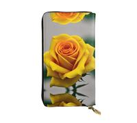 LLOTPQ Portafoglio in pelle con stampa cervello intelligenza artificiale - Pochette sottile elegante, design leggero - Portafoglio lungo bifold con tasca portamonete, Rosa gialla., Taglia unica