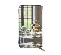 LLOTPQ Portafoglio in pelle con stampa cervello intelligenza artificiale - Pochette sottile elegante, design leggero - Portafoglio lungo bifold con tasca portamonete, tè pomeridiano., Taglia unica