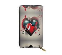 LLOTPQ Portafoglio in pelle con stampa floreale e margherite - Pochette elegante e sottile, design leggero - Portafoglio lungo bifold con tasca portamonete, Amore e musica di violini, Taglia unica