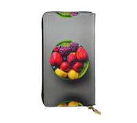 LLOTPQ Portafoglio in pelle con stampa mandala, pochette elegante e sottile, design leggero, portafoglio lungo bifold con tasca portamonete, Arcobaleno di frutta fresca e succosa, Taglia unica