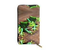 LLOTPQ Portafoglio in pelle con stampa villaggio natalizio - Pochette elegante e sottile, design leggero - Portafoglio lungo bifold con tasca portamonete, Rane divertenti, Taglia unica