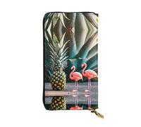 LLOTPQ Portafoglio in pelle con stampa villaggio natalizio - Pochette elegante e sottile, design leggero - Portafoglio lungo bifold con tasca portamonete, Ananas fenicottero, Taglia unica