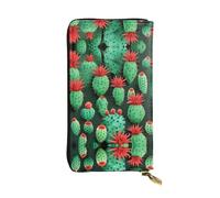 LLOTPQ printidea1688440585138 Portafoglio in pelle con stampa - Pochette elegante e sottile, design leggero - Portafoglio lungo bifold con tasca portamonete, Molti piccoli cactus d'arte, Taglia unica