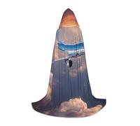 LLOTPQ S Halloween Capo con cappuccio - Unisex Bella Sky Airplane Stampa Cosplay Robe per Natale, Víspera de Todos los Santos, Witch
