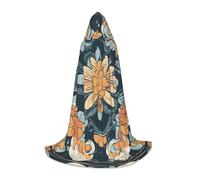 LLOTPQ S Halloween Capo con cappuccio - Unisex Blossom Flower Print Cosplay Robe per Natale, Víspera de Todos los Santos, Witch
