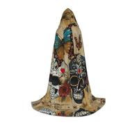 LLOTPQ S Halloween Capo con cappuccio - Unisex teschi di zucchero farfalla stampa Cosplay Robe per Natale, Víspera de Todos los Santos, Witch
