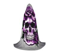 LLOTPQ S Halloween Capo con cappuccio - Unisex Viola Rose Skull Print Cosplay Robe per Natale, Víspera de Todos los Santos, Witch