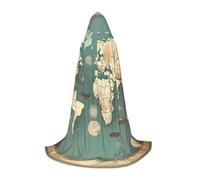 LLOTPQ S Halloween Capo con cappuccio - Unisex World Map Retro Print Cosplay Robe per Natale, Víspera de Todos los Santos, Witch