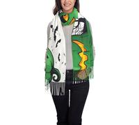 LLOTPQ Sciarpa con nappe con stampa di note musicali, scialle alla moda per autunno inverno da donna, perfetta per i viaggi e l'uso quotidiano, Zucca di Halloween horror fantasma verde 1, Taglia unica