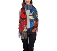 LLOTPQ Sciarpa con nappe e stampa di teschi di zucchero, scialle alla moda per autunno inverno da donna, perfetta per viaggi e uso quotidiano, Bandiera della carta da parati di Porto Rico, Taglia