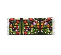 LLOTPQ Sciarpa da donna con frange in cachemire con stampa di fuochi d'artificio e cuori rossi, morbida e calda, alla moda, per autunno e inverno, Introduzione di varie verdure, Taglia unica