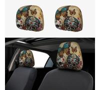 LLOTPQ Sugar Skulls Butterfly Print Car Poggiatesta Cover 2 Pz - Misura Universale per Auto, SUV, camion, furgoni, Elastico, Accessorio Interni