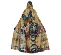 LLOTPQ Sugar Skulls - Mantello con cappuccio per adulti, con stampa a farfalla, per Halloween