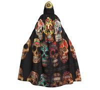 LLOTPQ Sugar Skulls - Mantello con cappuccio, per adulti, per Halloween