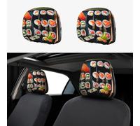 LLOTPQ Sushi Pattern Car Poggiatesta Cover 2 Pz - Misura Universale per Auto, SUV, Camion, Van, Elastico, Accessorio Interni