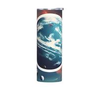 LLOTPQ Tazza in acciaio inox senza accessori, 590 ml, con stampa spaziale e pianeta terra, bottiglia d'acqua isolata, ideale per ufficio, auto, campeggio, sport