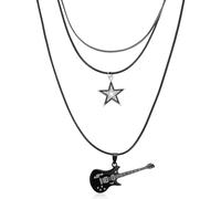 LLOUSSAK Collana con stella per chitarra, punk rock, Y2K, ciondolo unisex da donna, per feste musicali, regalo punk rock