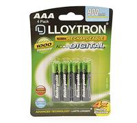 Lloytron - Batterie AccuUltra NiMh ricaricabili, AAA 900mAh, confezione da 4