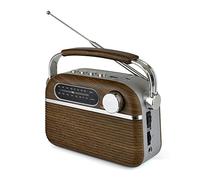 LLOYTRON Radio AM/FM stile vintage con MusicStream - Portatile e ricaricabile - Riproduzione MP3 tramite USB o Micro SD - Alimentazione o alimentazione a batteria - N6403WD - Effetto legno