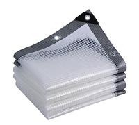LLPEIJIE026 Telo di Protezione Rinforzato,Telone PE Multiuso Occhiellato Bianco Trasparente Retinato con Occhielli,Resistente UV Impermeabile,per Esterno Rimessaggi Tende Balconi Coperture (2x8m)