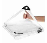LLPEIJIE026 Telone trasparente, antipolvere, impermeabile, 1,5 x 3 m, distanza tra i fori, 30 cm, resistente agli strappi, 420 g/m², in PVC, resistente alle intemperie, con corda da 5 m, per esterni