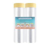 LLPT Nastro e Drappo Pellicola per Mascheratura Pre-Nastrata | 2 Rotoli | 140 cm (Non Piegata) x 20 m | per Verniciatura a Spruzzo per Pareti auto Protezione da Polvere (MFTW1402)