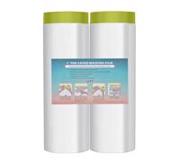 LLPT Nastro e Drappo Pellicola per Mascheratura Pre-Nastrata | 2 Rotoli | 200 cm (Non Piegata) x 20 m | per Verniciatura a Spruzzo per Pareti auto Protezione da Polvere (MFTG2020) | Washi Verde