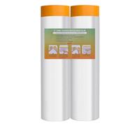 LLPT Nastro e Drappo Pellicola per Mascheratura Pre-Nastrata | 2 Rotoli | 270 cm (Non Piegata) x 33 m | per Verniciatura a Spruzzo per Pareti auto Protezione da Polvere (MFTO2633)