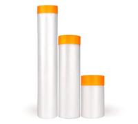 LLPT Nastro e Drappo Pellicola per Mascheratura Pre-Nastrata | 3 confezioni | Telo di protezione in plastica per verniciatura a spruzzo per auto (MFT551427OR) | Arancione 55 cm + 140 cm + 270 cm