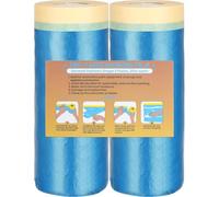 LLPT Pellicola di Mascheratura per Vernice 2 Rotoli 110cm x 25m | Telo Copritutto Plastica per Imbianchino Protezione da Polvere e Schizzi per Pareti e Auto Nastro Adesivo per Pittori