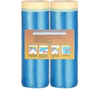 LLPT Pellicola di Mascheratura per Vernice 2 Rotoli 150cm x 25m | Telo Copritutto Plastica per Imbianchino Protezione da Polvere e Schizzi per Pareti e Auto Nastro Adesivo per Pittori
