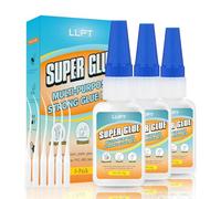 LLPT Super colla | Net 20g | Super glue trasparente multiuso con tappo anti-intasamento | Adesivo professionale sottile super veloce e forte | Plastica metallo (LSG020-3) | 3 Packs
