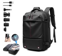 LLSUZY Vacpack, zaino da viaggio portatile con pompa a vuoto e blocco antifurto, impermeabile, per uomini e donne, facile da trasportare in aereo, Nero con pompa ad aria, Taglia unica