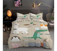 LLSZAHD Alpaca Copripiumino Matrimoniale 250x200 Dinosauro Copripiumone in Morbida Microfibra 3D, Set Biancheria da Letto con Cerniera Incluso 1 Copripiumini e 2 Federe