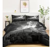 LLSZAHD Città Piumino Due Persone 4 Stagioni 200x250 Silky Touch super Soft, Stile Industriale Trapunta Stampato Modello, Reversibile Piumino 2 Federa 50x75 cm