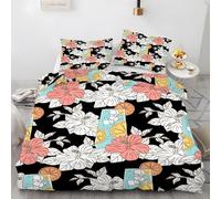 LLSZAHD Copripiumino 230x220 cm Arancione Biancheria da Letto 3 Pezzi Floral Set Copripiumino Matrimoniale in Microfibra con Cerniera Morbido Copripiumini + 2 Federe 50x80 cm per Adulti