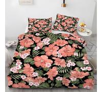 LLSZAHD Copripiumino 230x220 cm Ibisco Biancheria da Letto 3 Pezzi Floral Set Copripiumino Matrimoniale in Microfibra con Cerniera Morbido Copripiumini + 2 Federe 50x80 cm per Adulti