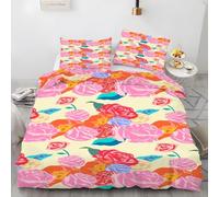 LLSZAHD Copripiumino 230x220 cm Rosa Biancheria da Letto 3 Pezzi Fresh And Light Set Copripiumino Matrimoniale in Microfibra con Cerniera Morbido Copripiumini + 2 Federe 50x80 cm per Adulti