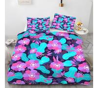 LLSZAHD Copripiumino Matrimoniale 200x250 cm Artistico Biancheria da Letto 3 Pezzi Floral Set Copripiumino in Microfibra con Cerniera Traspirante Copri Piumino + 2 Federe 50x80 cm